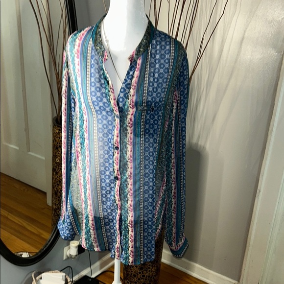 Kut from the Kloth Tops - Kut from the Kloth Blue Sheer Long Sleeve Blouse